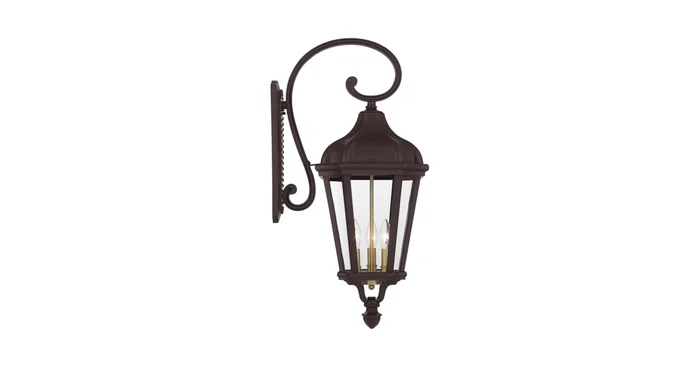 Livex Lighting Morgan 3 Light 29″ Tall Outdoor Wall Sconce with Glass Panel Shades