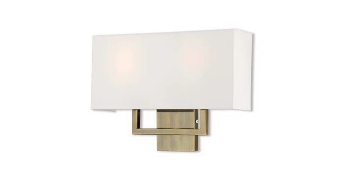 Livex Lighting Pierson 2 Light 12″ Tall Wall Sconce with Fabric Shade – ADA Compliant