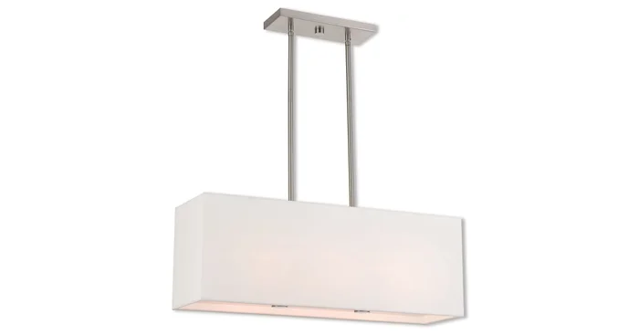 Livex Lighting Summit 3 Light 28″ Wide Linear Chandelier with Fabric Shade