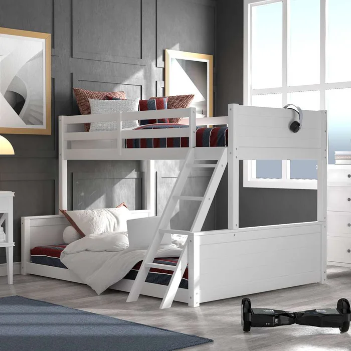 Living Essentials by Hillsdale – Capri Wood Twin Over Full Bunk Bed, White – 7173TFBB