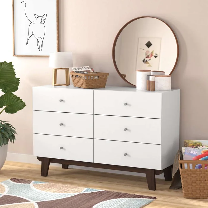 Living Essentials by Hillsdale – Kincaid Wood 6 Drawer Dresser, Matte White – 2735-716