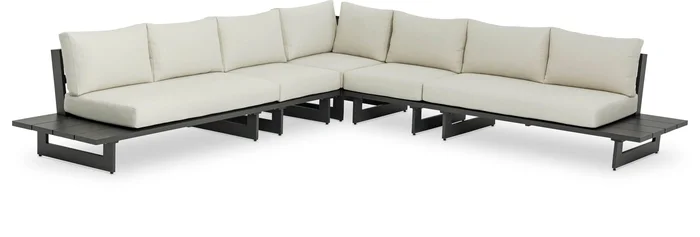 Maldives – 5 Piece Water Resistant Outdoor Patio Modular Sectional With Gray Base