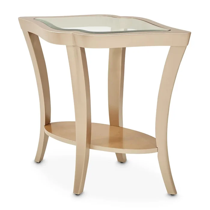 Malibu Crest – End Table with Glass Top – Chardonnay