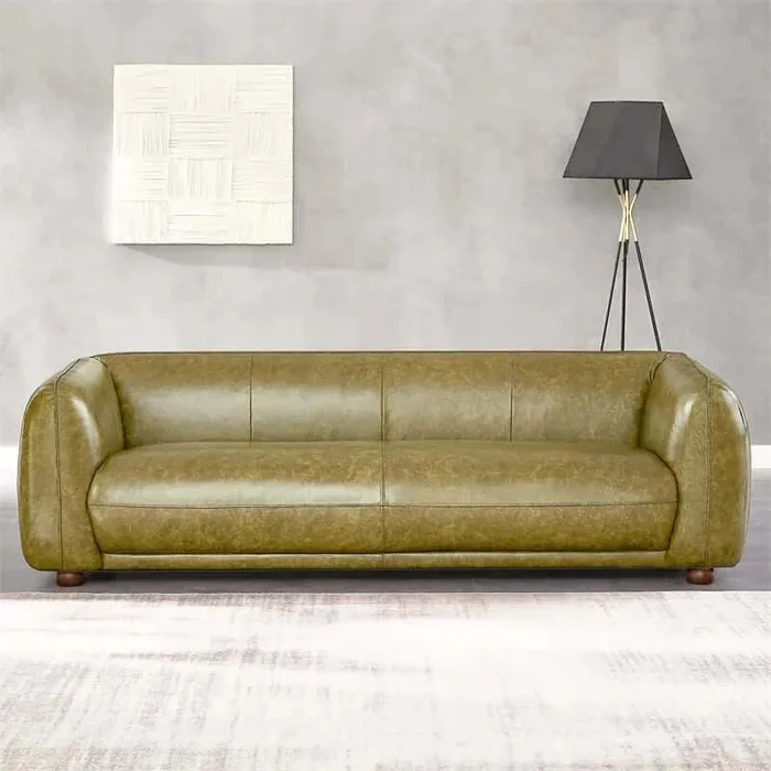 Marlon Luxury Italian Leather Green Sofa