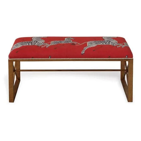 Medallion Double Bench with Red Zebra Fabric
