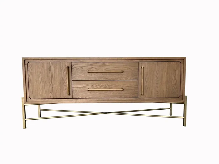 Metal Base Sideboard – Light Brown