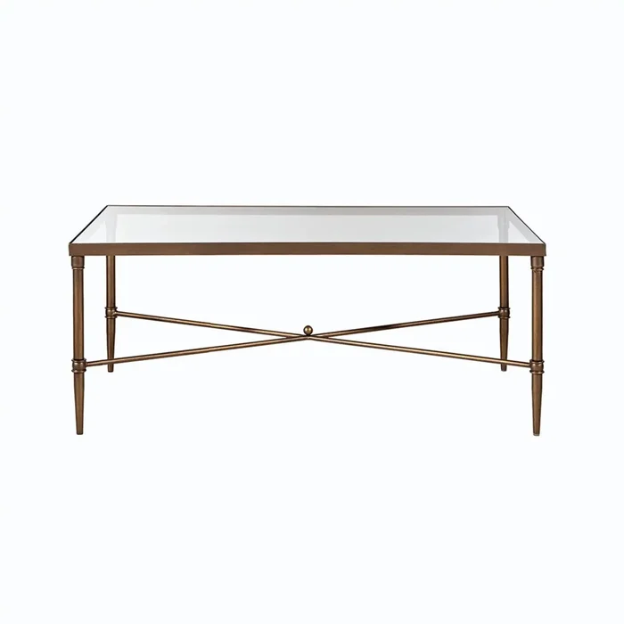 Metal Rectangle Coffee Table With Tempered Glass Top – Bronze
