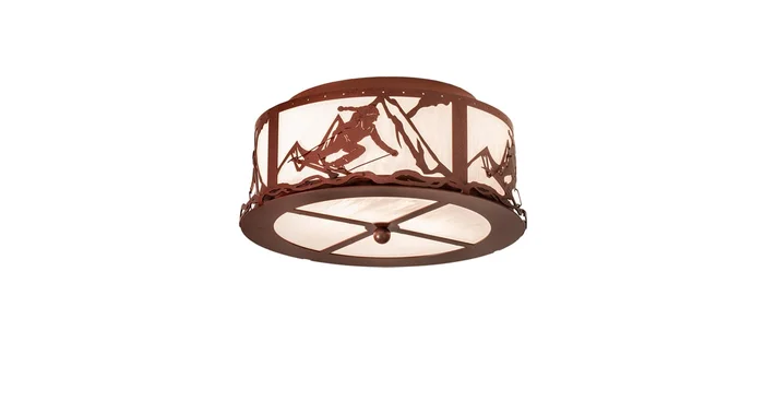 Meyda Tiffany Alpine 2 Light 16″ Wide Semi-Flush Drum Ceiling Fixture