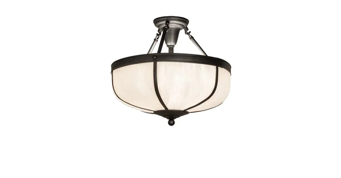 Meyda Tiffany Arts and Crafts 3 Light 18″ Wide Semi-Flush Bowl Ceiling Fixture – Craftsman Brown Finish