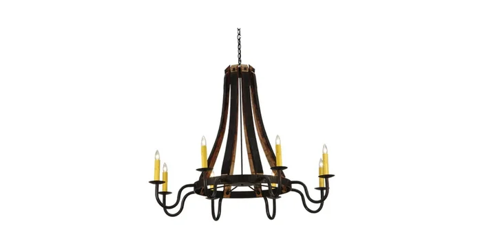 Meyda Tiffany Barrel Stave Madera 8 Light 50″ Wide Taper Candle Style Chandelier