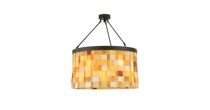 Meyda Tiffany Cilindro Calico 12 Light 27″ Wide Semi-Flush Drum Ceiling Fixture