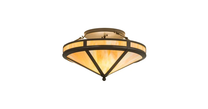 Meyda Tiffany Craftsman Prime 2 Light 22″ Wide Semi-Flush Ceiling Fixture – Timeless Bronze Finish