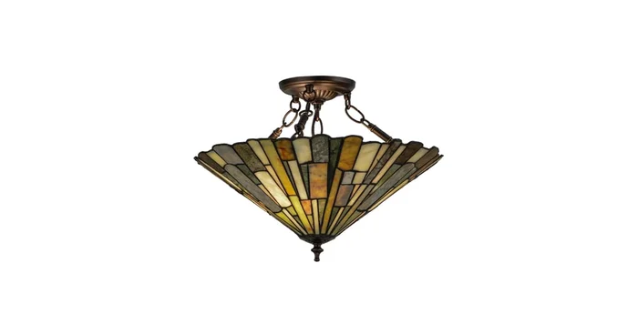 Meyda Tiffany Delta 3 Light 17″ Wide Semi-Flush Ceiling Fixture – Mahogany Bronze Finish