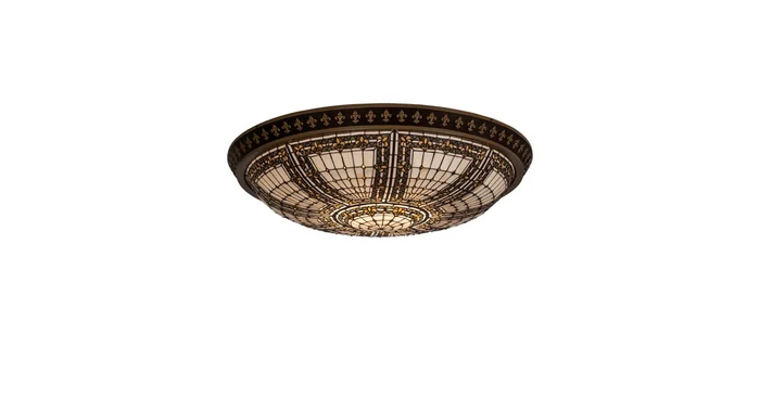 Meyda Tiffany Fleur-de-lis 8 Light 45″ Wide Flush Mount Bowl Ceiling Fixture