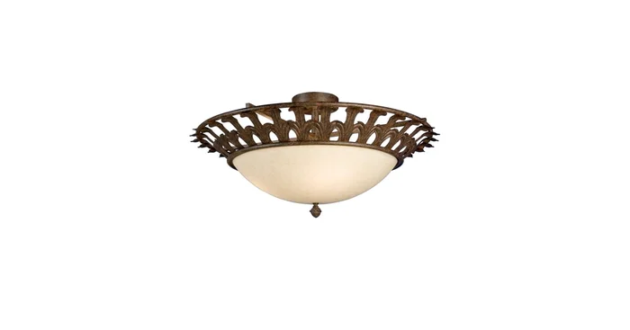 Meyda Tiffany Hampton 4 Light 30″ Wide Semi-Flush Bowl Ceiling Fixture – Rusty Nail Finish
