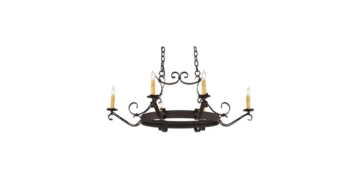 Meyda Tiffany Hand forged 6 Light 29″ Wide Taper Candle Style Chandelier