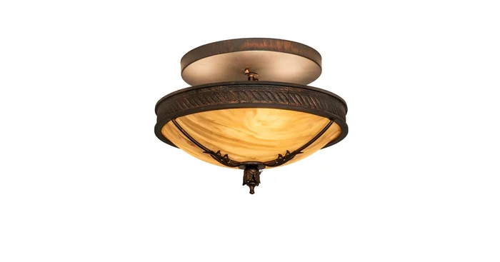 Meyda Tiffany Hoja 3 Light 15″ Wide Semi-Flush Bowl Ceiling Fixture – Rokusho Finish