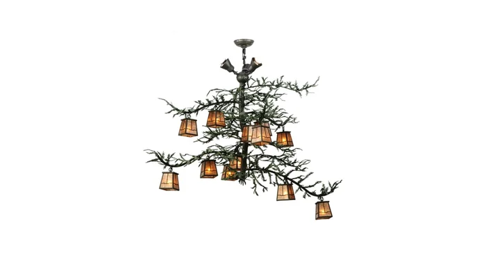 Meyda Tiffany Pine Branch Valley View 15 Light 48″ Wide Chandelier – Wrought Iron Finish