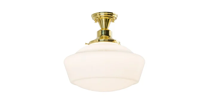 Meyda Tiffany Revival Schoolhouse 16″ Wide Semi-Flush Ceiling Fixture – Polished Brass Finish