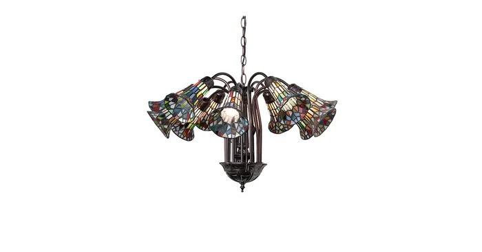 Meyda Tiffany Stained Glass Pond Lily 12 Light 24″ Wide Chandelier