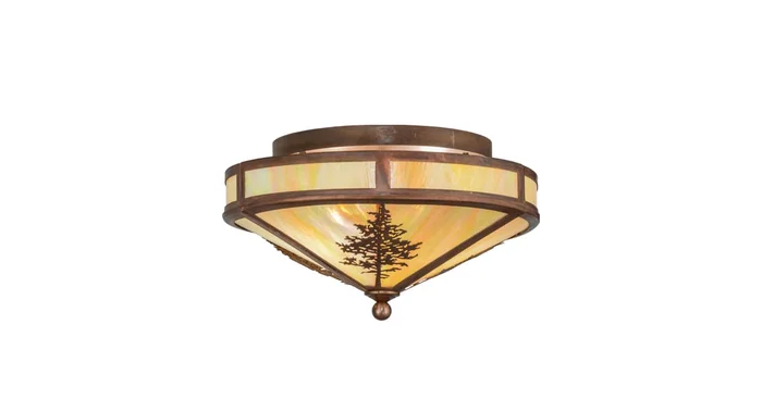 Meyda Tiffany Tamarack 2 Light 16″ Wide Semi-Flush Ceiling Fixture – Vintage Copper Finish