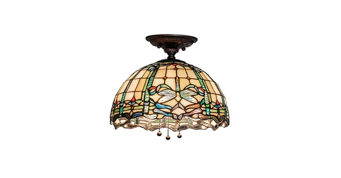 Meyda Tiffany Tiffany Dragonfly 3 Light 12″ Wide Semi-Flush Ceiling Fixture
