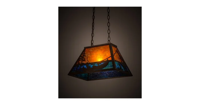 Meyda Tiffany Trout and Fisherman 13″ Wide Pendant