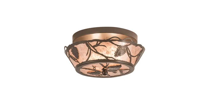 Meyda Tiffany Whispering Pines 2 Light 12″ Wide Semi-Flush Ceiling Fixture – Bronze Finish