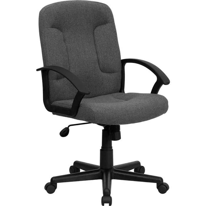 Mid-Back Gray Fabric Executive Swivel Office Chair With Nylon Arms By Flash Furniture – Gray