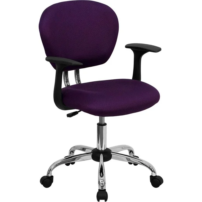 Mid-Back Purple Mesh Padded Swivel Task Office Chair With Chrome Base And Arms By Flash Furniture – Purple
