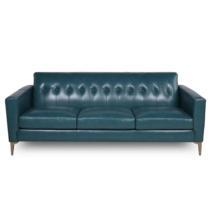 Mid-Century Tufted Leather Sofa