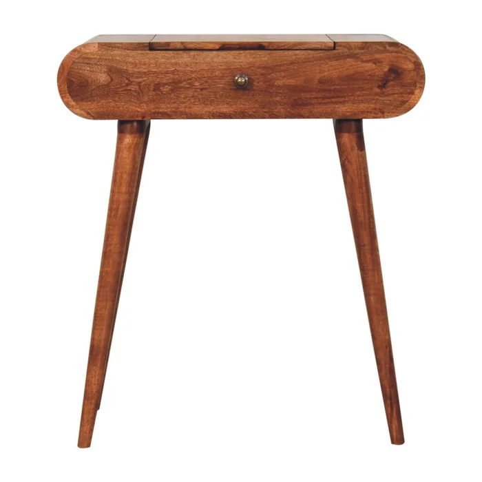 Mini Dressing Table With Foldable Mirror – Caramel