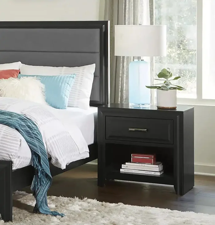 Modern Espresso Cubby Nightstand