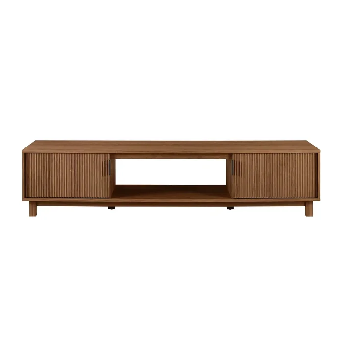 Modern Fluted-Door Minimalist TV Stand for TVs up to 80 inches – Mocha