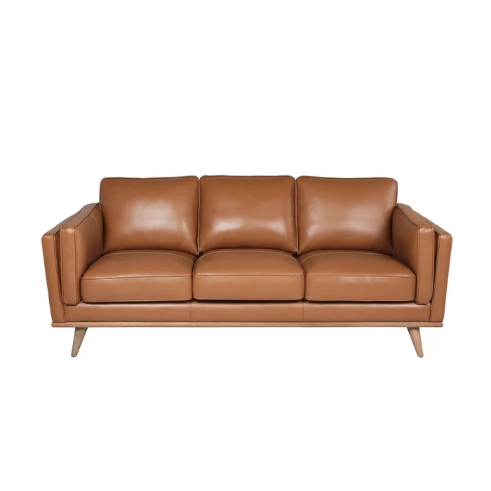 Modern Leather Sofa – Caramel