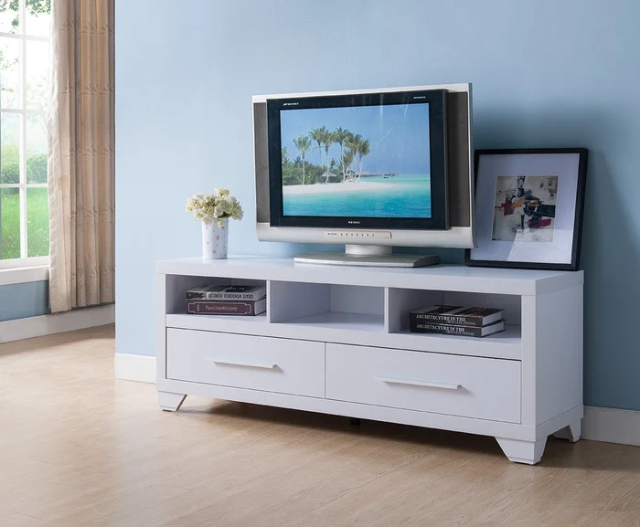 Modern White TV Stand By Homeroots