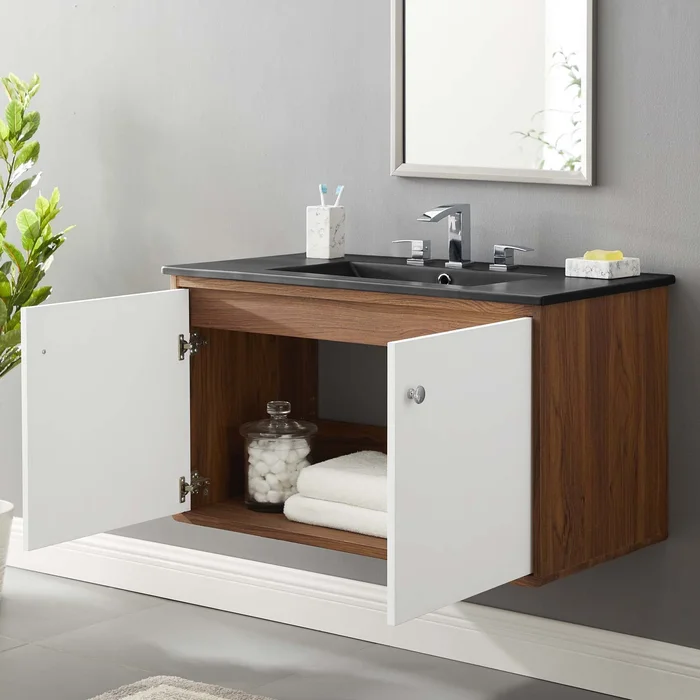 Modway Transmit 36″ Wall-Mount Bathroom Vanity – EEI-5393 – Walnut Black