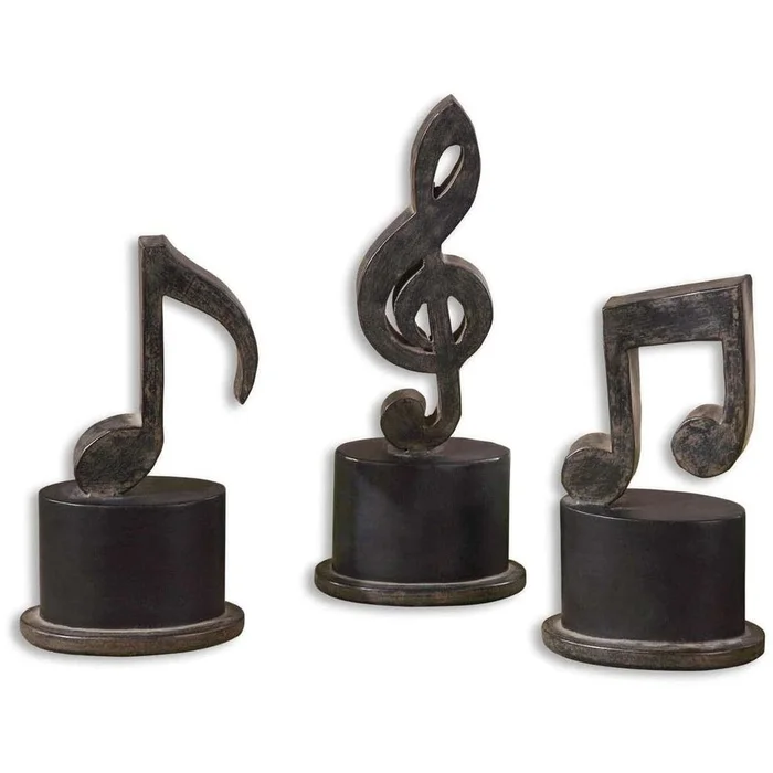 Music Notes Metal Figurines, Set/3
