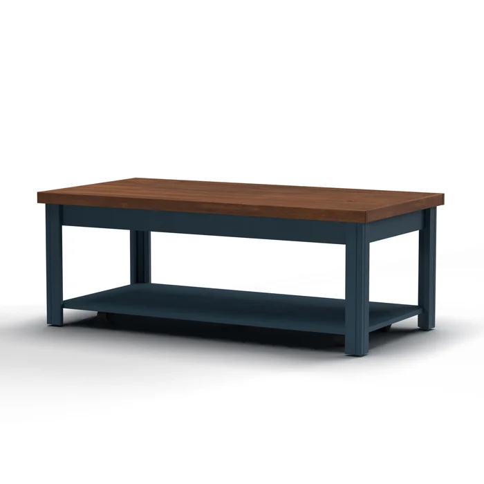 Nantucket – Chairside Table Wooden – Blue Denim, Whiskey