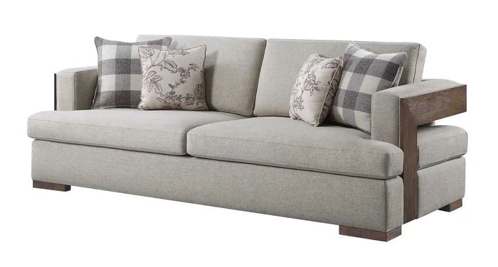 Niamey – Sofa With 4 Toss Pillows – Walnut