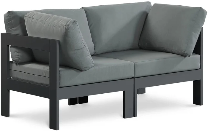 Nizuc – Outdoor Patio 2 Seat Modular Sofa With Gray Frame