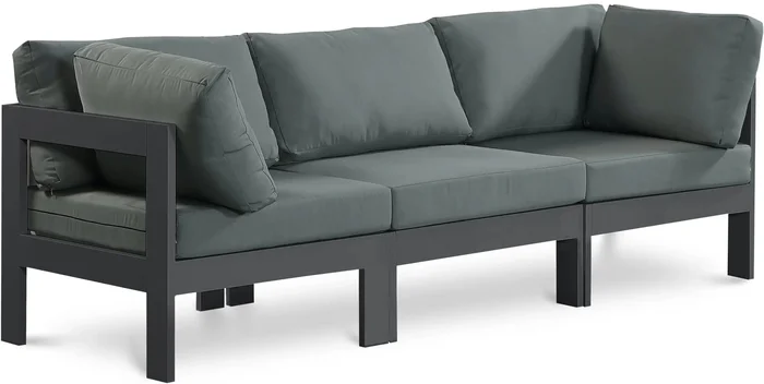 Nizuc – Outdoor Patio 3 Seat Modular Sofa With Gray Frame