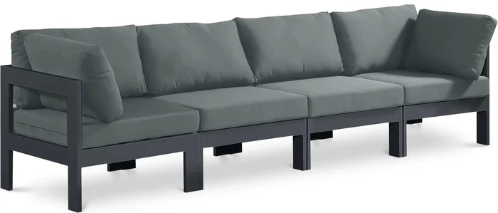 Nizuc – Outdoor Patio 4 Seat Modular Sofa With Gray Frame