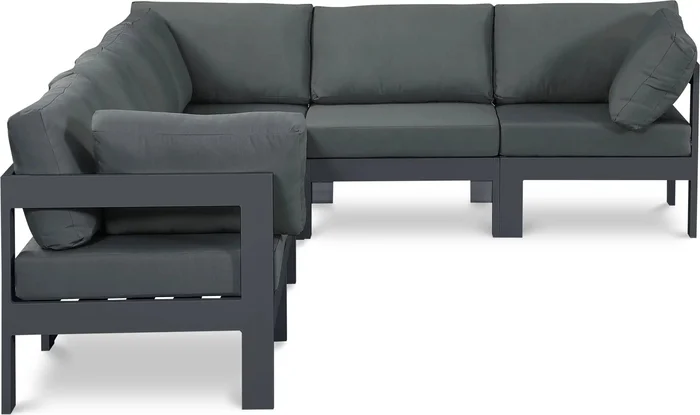 Nizuc – Outdoor Patio 6 Piece Modular Sectional With Gray Frame