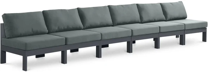 Nizuc – Outdoor Patio 6 Seat Armless Modular Sofa With Gray Frame
