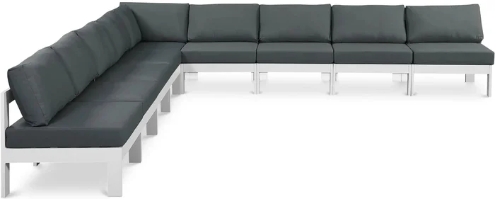 Nizuc – Outdoor Patio 9 Piece Modular Sectional With White Frame