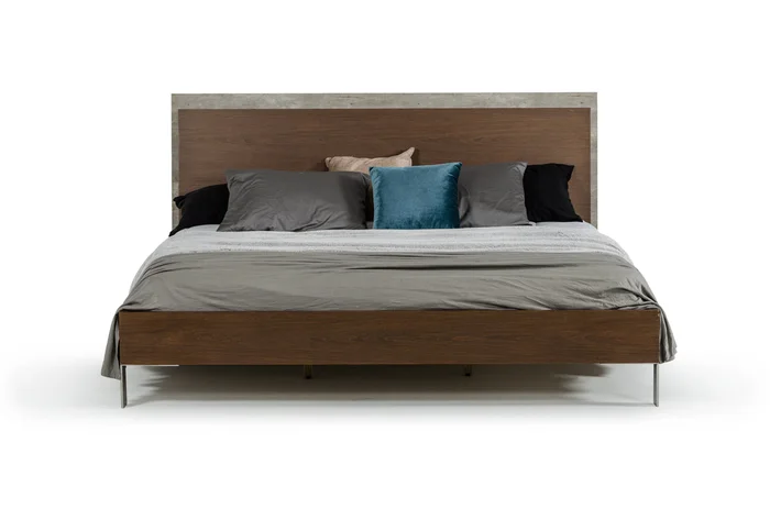 Nova Domus Conner Modern Dark Walnut & Faux Concrete Bed
