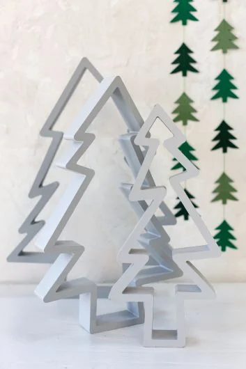 Offbeat Christmas Tree Set Of 3 By Accent Decor – Grey – Wood – 14640