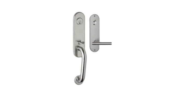 Omnia Tubular Deadbolt Handleset with Interior Level 12 from the Stainless Steel Collection