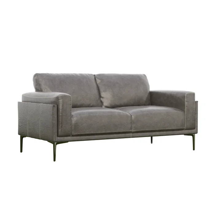 Onyx – Leather Loveseat – Gray